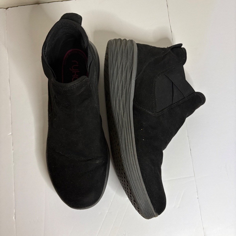 Ryka Black Suede Water Repellent Slip On Ankle Boots Women's Size 9.5 M - Picture 5 of 9